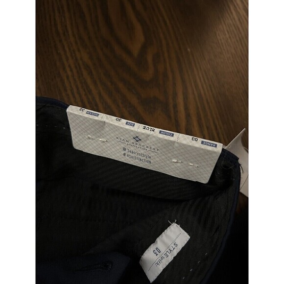 Ryan Seacrest Distinction Dress Pants Men’s 30 X 32 Blue Wool $175 New Classic - Picture 12 of 15